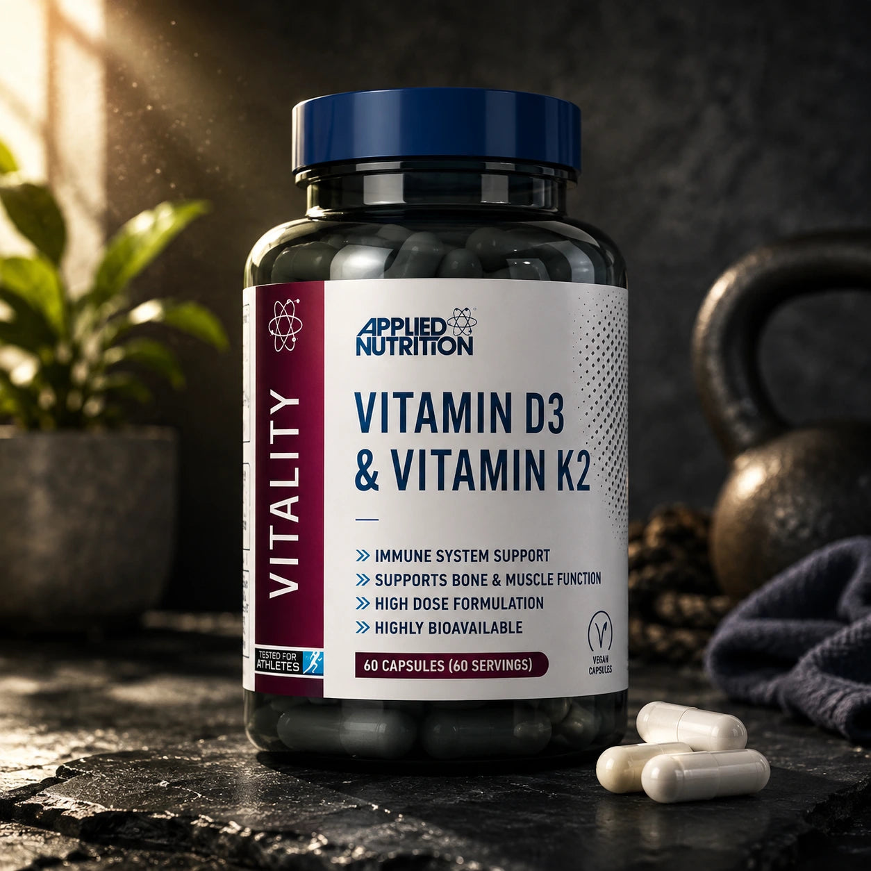 Applied Nutrition Vitamin D3 & K2 90 Capsules | Halal Certified