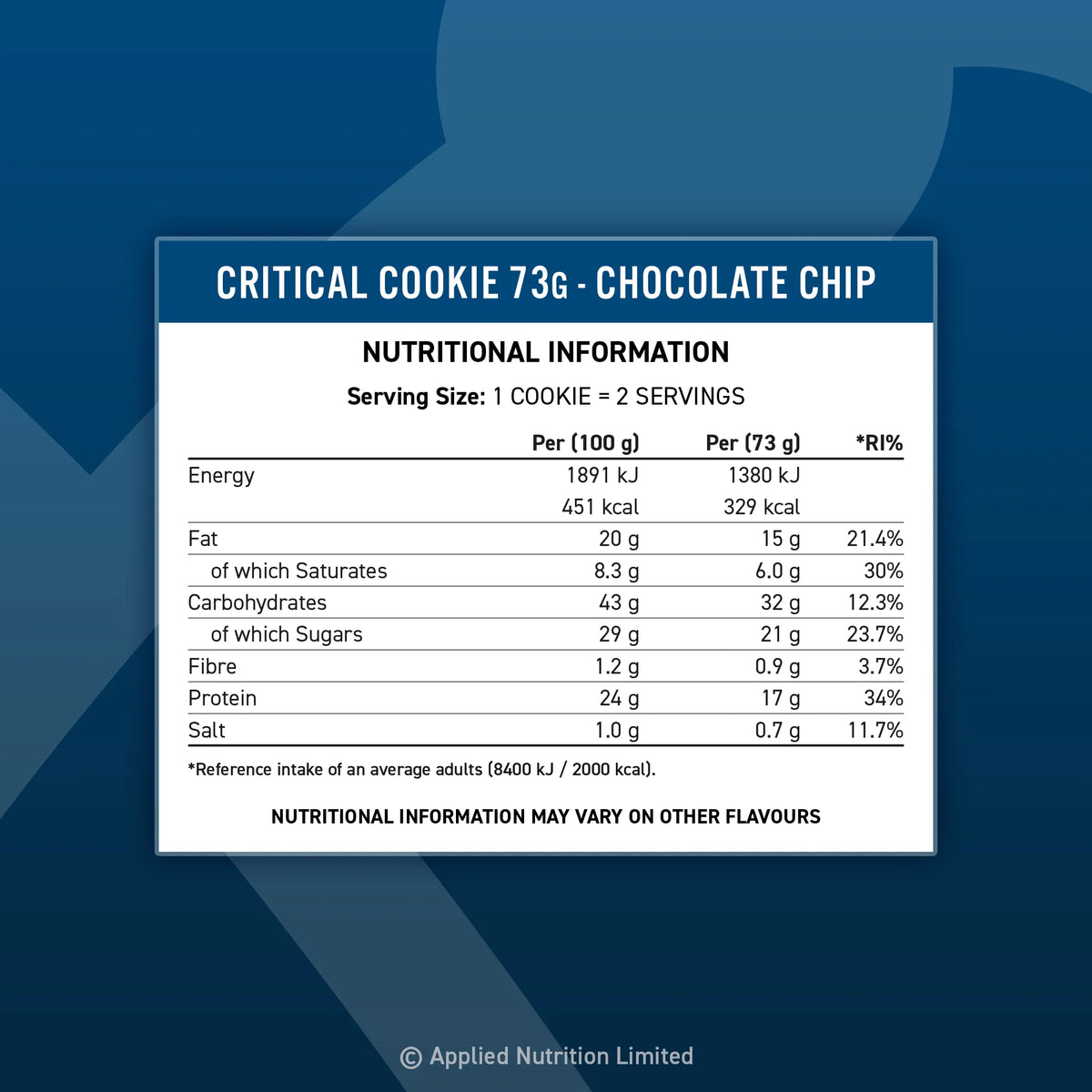Applied Nutrition Critical Cookie Protein Cookies (12 x 73g)