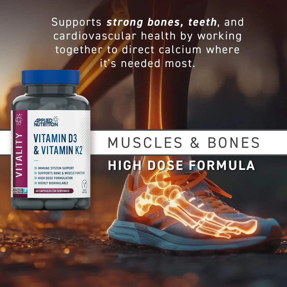 Applied Nutrition Vitamin D3 & K2 90 Capsules | Halal Certified