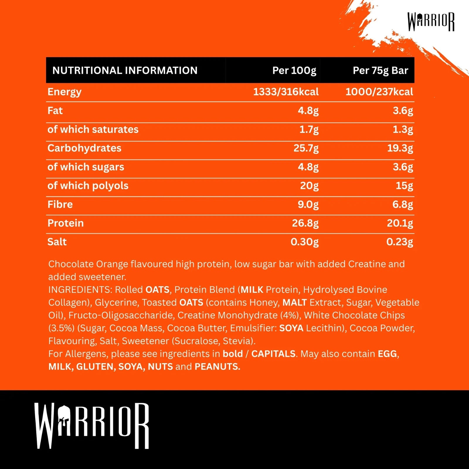 Warrior Protein Bars 12x75g 20g