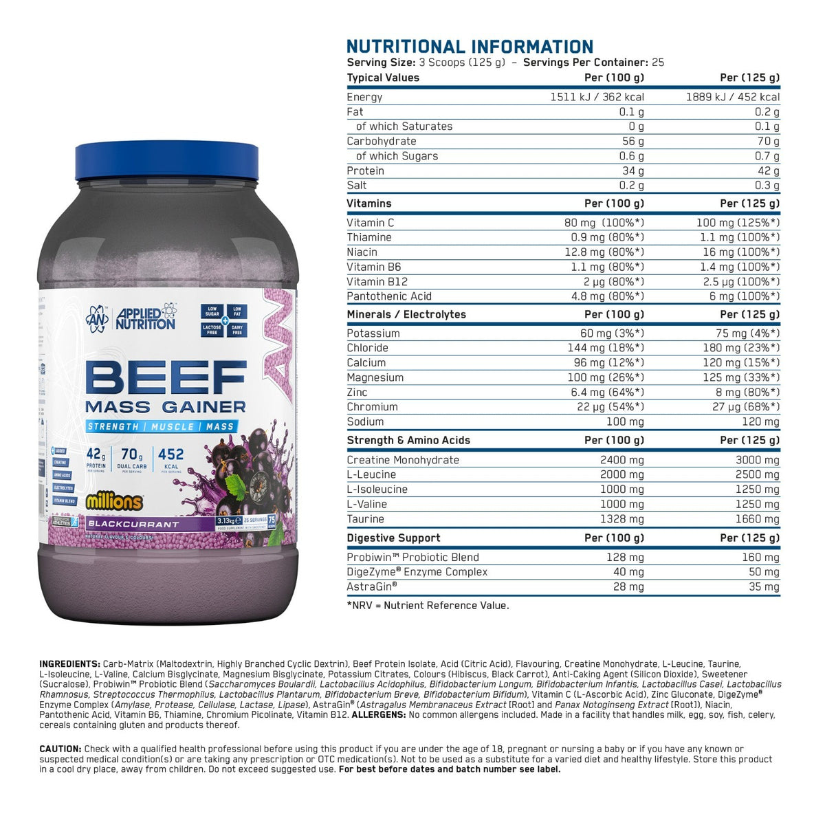 Applied Nutrition Beef Mass Gainer 3.13kg