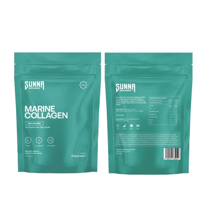 Sunna Supplements Marine Collagen Powder 250g | Halal Certified | Skin, Hair & Nails