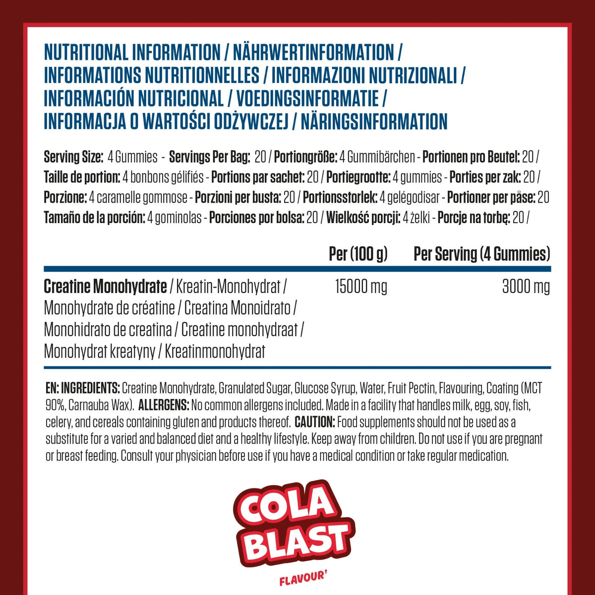 Applied Nutrition Creatine Monohydrate Gummies 80 Gummies 3g