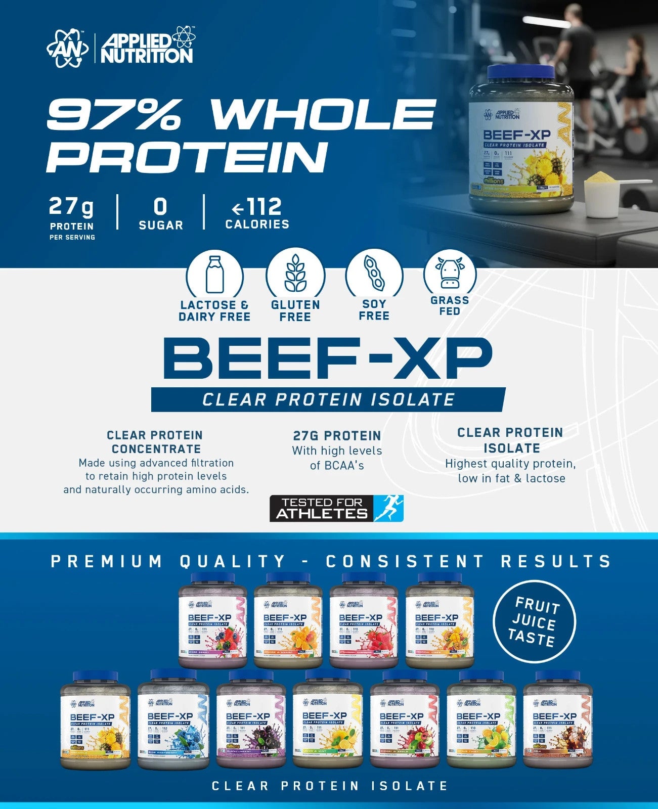 Applied Nutrition Beef-XP 1.8kg Clear Protein Isolate | 60 Servings | Halal Certified
