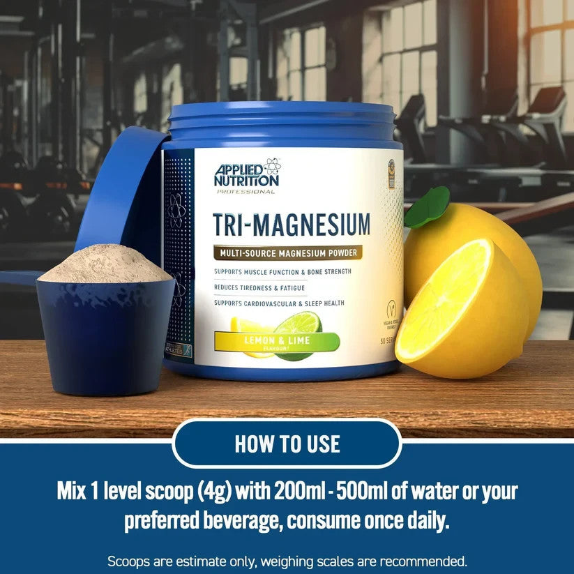 Applied Nutrition Tri-Magnesium 200g | Triple-Source Magnesium Powder | 50 Servings | Halal Certified